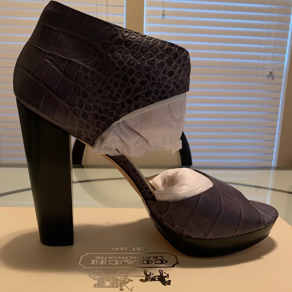 Coach Embossed Croc Heels - Picture 2 of 7